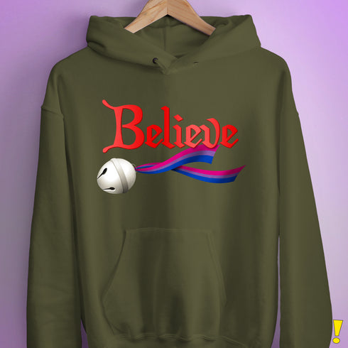 Believe Bisexual Pride Jingle Bell Hoodie - Army